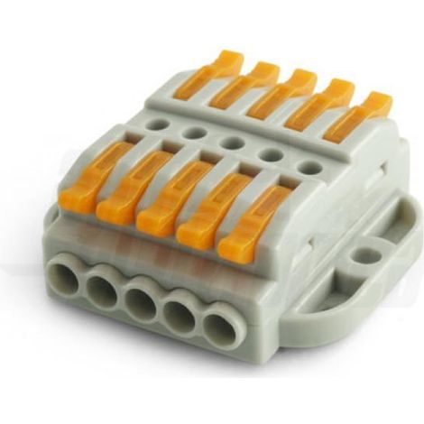 Alpha elettronica morsetto rapido passante 5 poli con fissaggio alpha elettronica 542-25-1