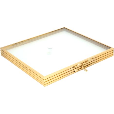 Cadre double face verre et cuivre doré pour spécimen plante fleur séchée décoratif maison 1 pièce 14x16x1.5 cm (1/5)