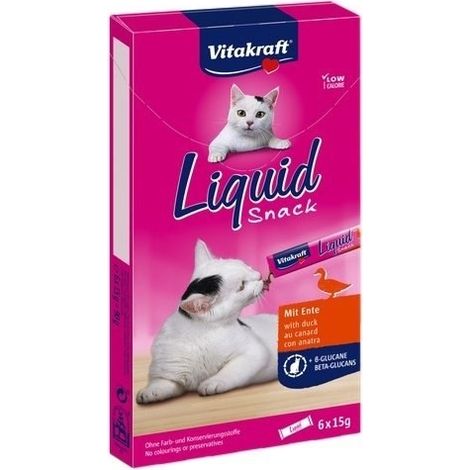 VITAKRAFT Cat Liquid Snack - friandise liquide pour chats : canard, bêta-glucane 6 pcs.