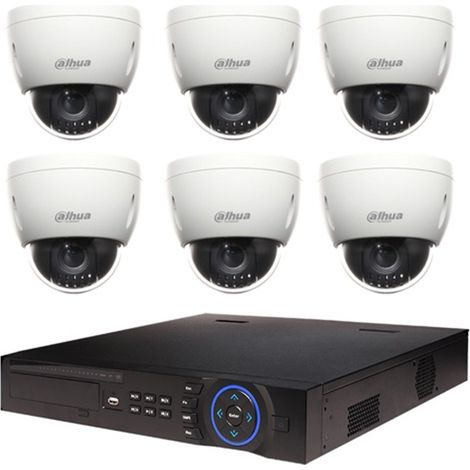 Dahua – Kit de vidéosurveillance 6 caméras dôme HDCVI – Enregistreur DVR 16 chaînes – Résolution 1080p – Installation intérieure (1/3)