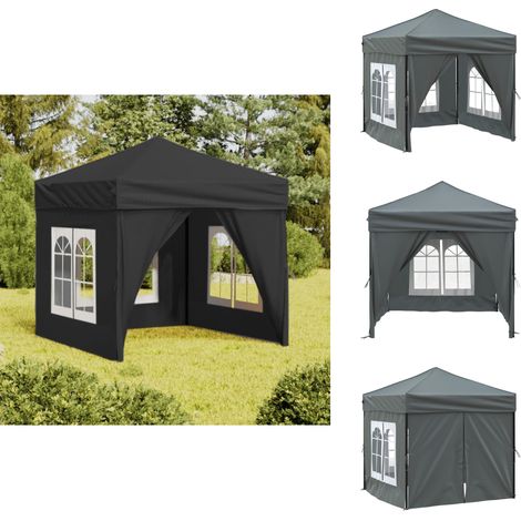 Tente de réception pliable avec parois Anthracite 2x2 m - Tents De Jardin - Abri Extérieur - Gazebo - Parasol - Chapiteau Pliable (1/5)