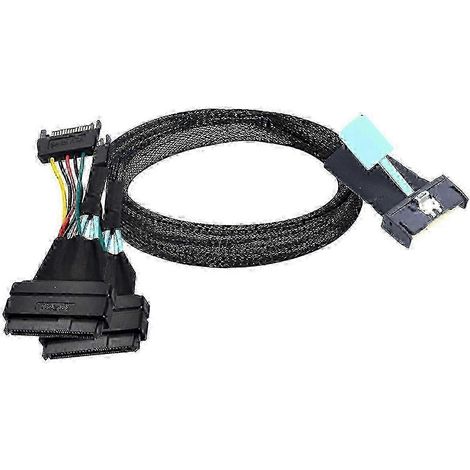 Adaptateur serveur Slimline SAS MCIO 8i 74 broches vers double SFF 8639 avec connecteur SATA mâle 15 broches, alimentation et données, 0,5 m, HK 2025 (1/4)