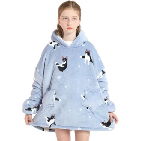 1 pièce Robe couverture enfant, sweat à capuche doux et chaud, plaid portable en peluche, idéal pour regarder la TV au lit ou sur le canapé (1/4)