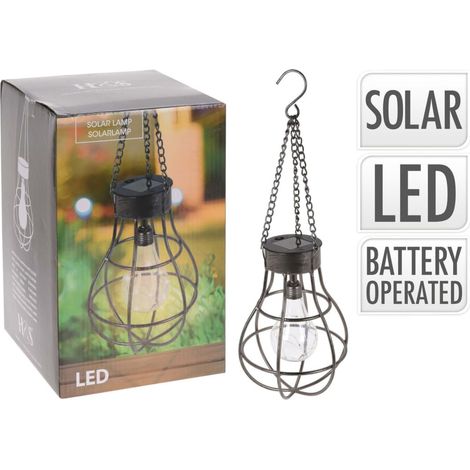 Lámpara solar decorativa marrón 50 cm metal exterior
