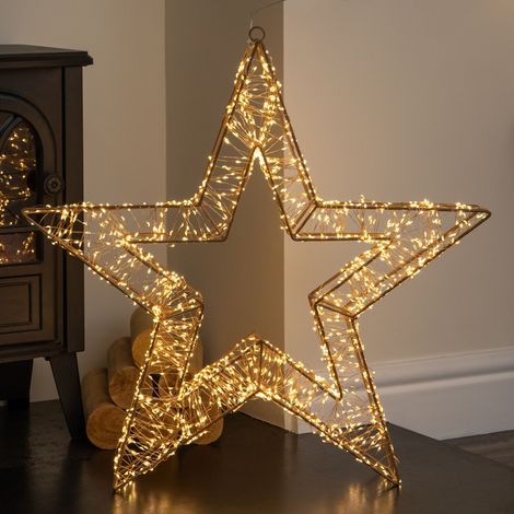 58cm Light up Gold Galaxy Star Christmas Decoration with Warm White LEDs (1/5)