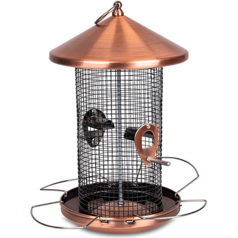 Mangeoire à arachides, ø 17 x H 31 cm, cuivre et noir pour oiseaux - animallparadise (1/2)