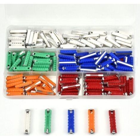 Fusible torpille 200 pièces, assortiment de fusibles de voiture en forme de torpille multicolore Amp 5A, 8A, 10A, 16A, 25A, pour les voitures européennes de style ancien
