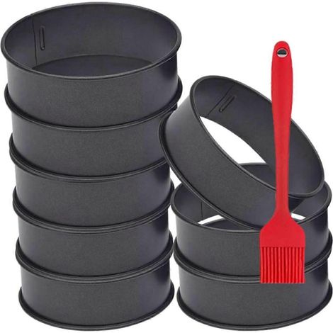 Lot de 8 cercles à muffins anglais en acier inoxydable-- (1/5)
