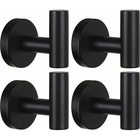 royaluxe- Crochet porte-serviettes mural crochet porte-manteau salle de bain crochet de robe noir mat SUS 304 acier inoxydable lourd cintre de porte serviette peignoir armoire éponge crochet salle de (1/4)