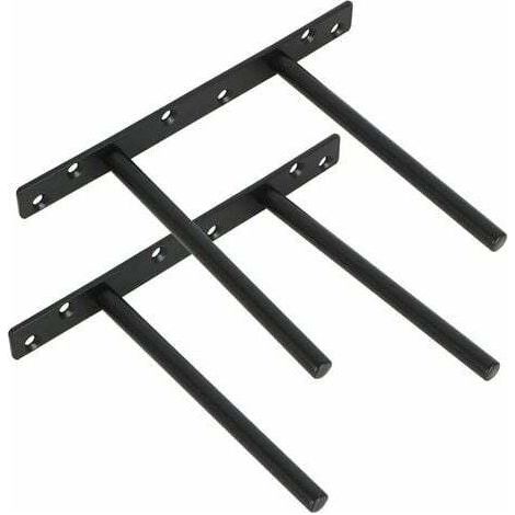 pair Lot de 2 supports invisibles pour étagère flottante Acier inoxydable noir Installation murale Dimensions 200x150mm 12 chevilles et vis incluses (1/3)