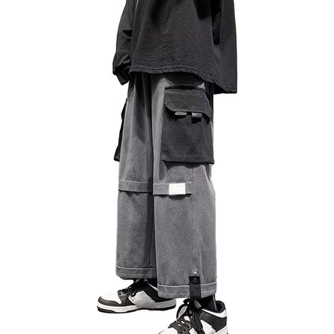 Pantalon Cargo Homme - Coupe Large Et Poches Multiples - Design Bicolore Longueur Cheville - Gris Taille 2xl (1/5)