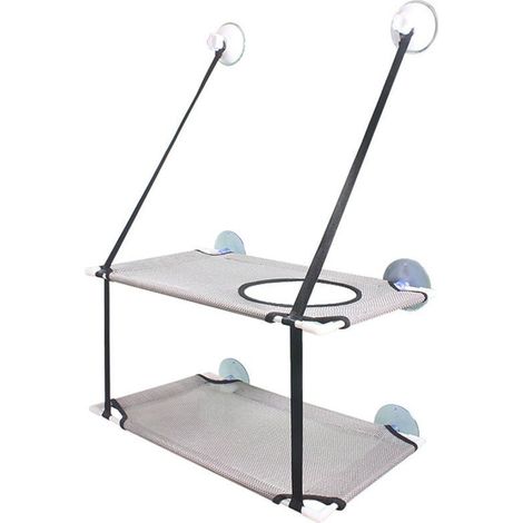 Siège de fenêtre pour chat Hamac pour chat Siège de fenêtre Double Grand chat Gain de place pour chat Perchoir de sécurité durable monté sur fenêtre avec 6 ventouses Convient aux grands et petits chat (1/5)