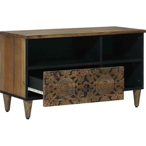 Meuble TV Banc TV Meuble de rangement - Marron 80 x 33,5 x 46 cm Bois de mangue massif fr2511 - Maison La Vie (1/5)