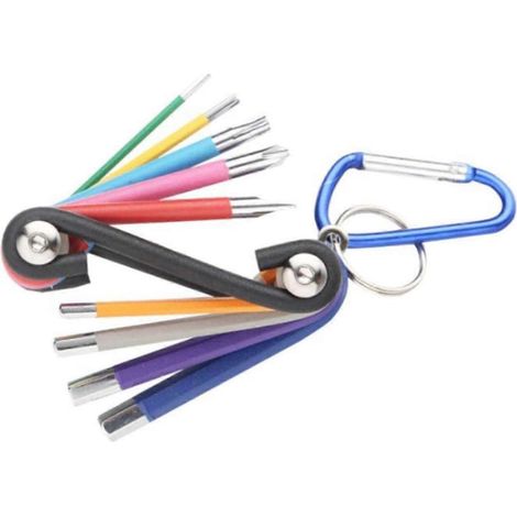 Jeu de clés Allen multicolores, jeu de clés hexagonales pliables, outil multifonction pour le montage de meubles, la réparation de vélos et les travaux ménagers. (1/5)