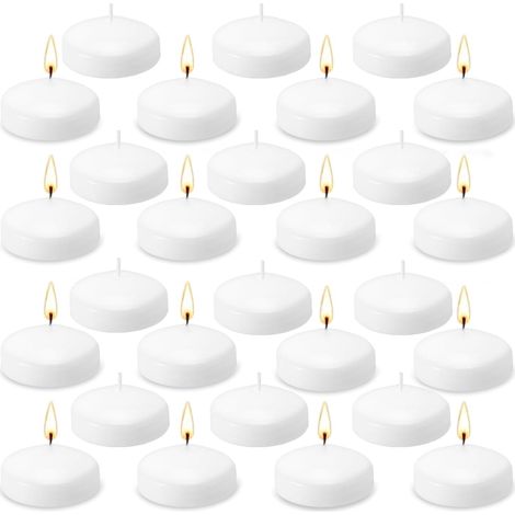 Lot de 48 bougies flottantes, 5 cm, blanches, étanches, anti-gouttes, pour mariage, anniversaire, piscine, fête, centres de table (1/5)