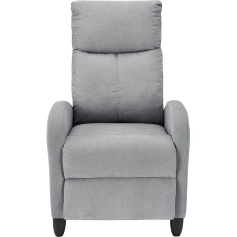 Sillón relax con respaldo reclinable y reposapiés tapizado textil gris claro 030005213