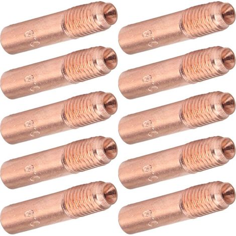 10 boquillas de soldadura MIG de 0,9 mm, puntas de contacto para soldadura MIG, kit de boquillas conductoras de cobre para soldadura industrial.