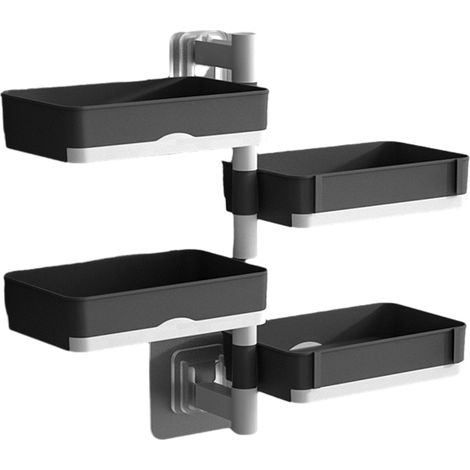 1 porte-savon adhésif, rotatif à 4 niveaux, pour salle de bain et cuisine, support mural sans perçage (1/5)
