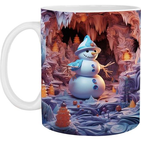 Mug - Céramique - Motif Noël Père Noël Bonhomme De Neige - Pour Café Thé - Usage Maison Bureau École - 1 Pièce (1/4)