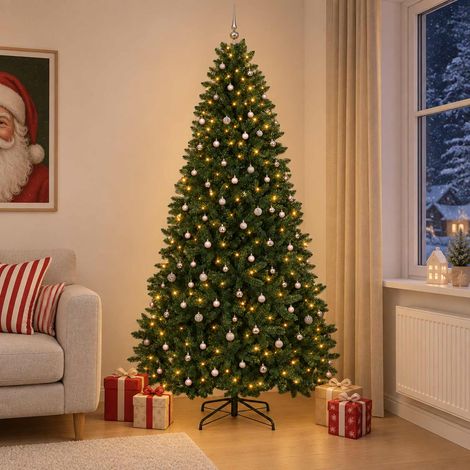 vidaXL Árbol de Navidad artificial verde oscuro con bolas 270 cm (1/5)