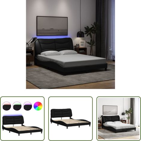 LED-Leuchten - Bettgestell mit LED ohne Matratze "Hvar" Schwarz 140x190 cm Stoff (1/5)
