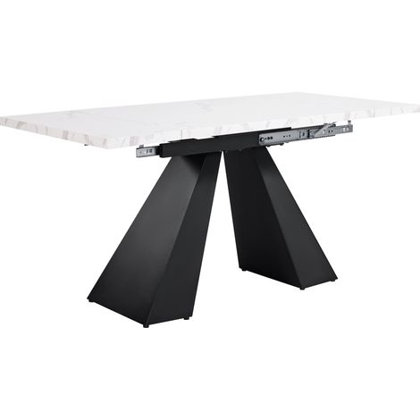 Set tavolo da pranzo 5 pezzi allungabile 99-159 x 74 x 77 cm bianco con 4 sedie in velluto nero (1/5)