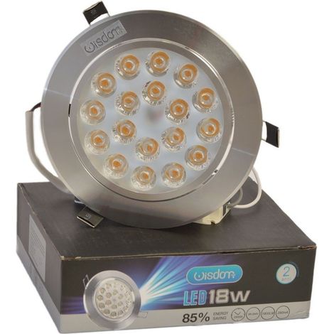 Wisdom - Faretto A Led Orientabile Con Molle Per Incasso Da 18w Luce Bianco Caldo Freddo - -Bianco Freddo -