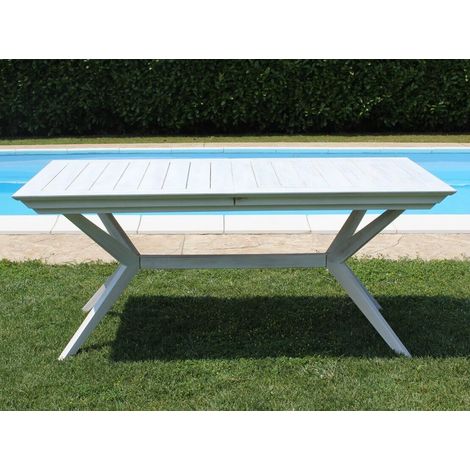 Tavolo da esterno allungabile in legno bianco SANUR (1/5)