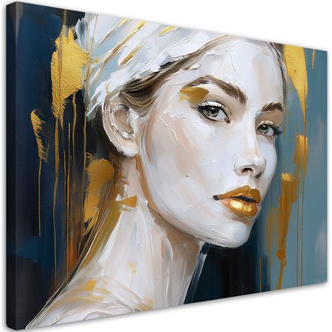 Quadro su tela, Ritratto di donna glamour dorato - 120x80 (1/3)