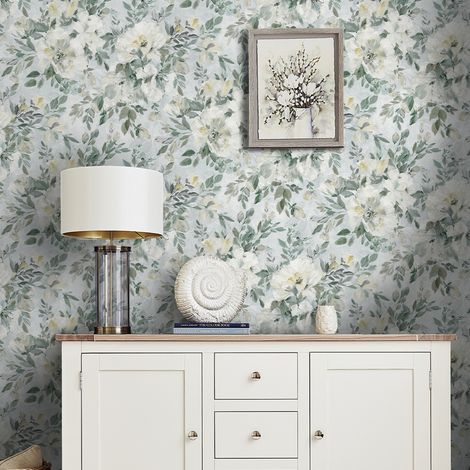 Papier peint intissé Laura Ashley Elowen peony pale teal 1005 x 52cm (1/5)