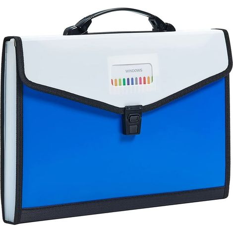 13-Pockets Expanding File Folder with Handle, Legal Size, Plastic Accordion Filling File Folder Expandable Monthly Portable Paper Document Organizer for Office School Home (Blue) (1/5)