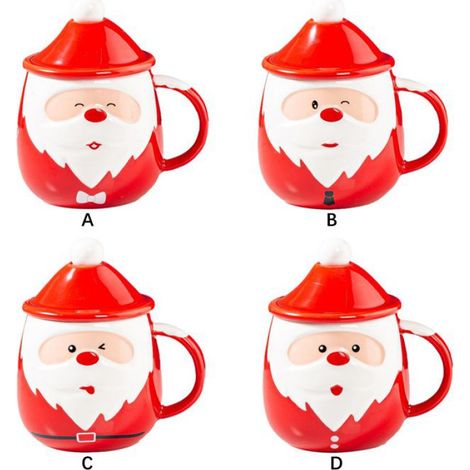 Tasse en céramique de Noël Tasse à café de noël rouge 450ML, tasse en céramique polyvalente et mignonne pour la deco table (1/4)