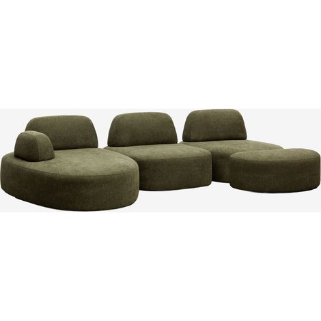 Sofá modular chaise longue izquierdo de 3 piezas y puff tapizado Giorgia SKLUM        (1/5)