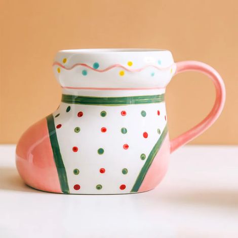 Mug créatif en céramique (rose, 601-700 ml), avec marqueur en forme de chaussette de Noël, pour café ou lait (650 ml). (1/5)