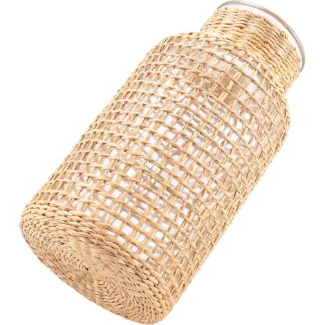 Vase en paille et verre, pot de fleurs japonais, panier à fleurs créatif et minimaliste de style nordique pour arroser les plantes -S (1/5)