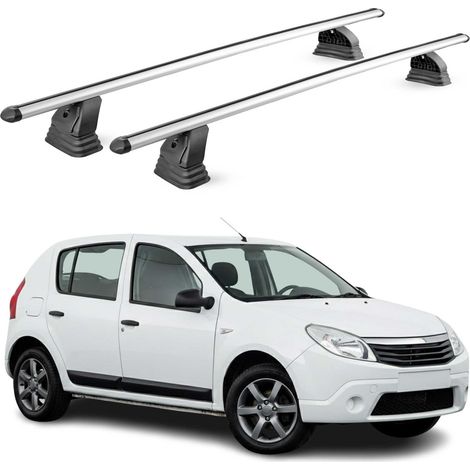 OMAC Barres de toit transversales en aluminium pour Dacia Sandero I 2008-2012 – TÜV / DIN 75302:2019 – Antivol inclus – Charge max 75 kg – 2 barres – Gris (1/5)