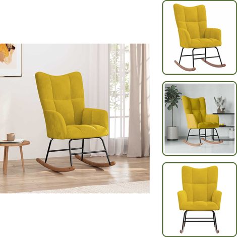 Chaise à bascule Jaune moutarde Velours - Chaise À Bascule - Fauteuil Relaxant - Chaise Lounge - Mobilier De Salon - Chaise Confortable
