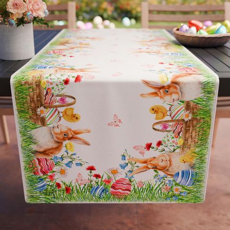 Chemin de Table 140x40 cm en Microfibre Anallergique Anti-Tache, Élégant et Lavable pour Salon et Cuisine (1/3)