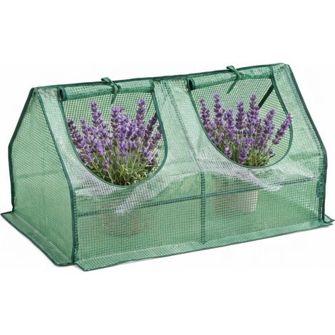 ELVMI Invernadero Túnel con 2 Ventanas Enrollables para Balcón y Terraza de Polietileno y Acero Verde 120 x 60 x 60 cm (1/5)
