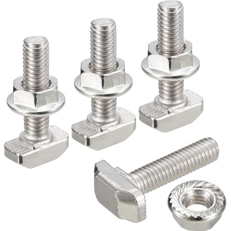 Vis en T avec Boulon M6x25mm et Écrous à Bride Hexagonale M6, 20 Ensembles de Boulons en T à Tête de Marteau et Tige en T pour Profilé en Aluminium de Série 30 (1/5)