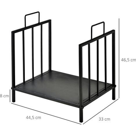 Râtelier à bois d'intérieur 44,5 x 33 x 46,5 cm, support à bûches avec poignées, en métal noir pour cheminée et poêle, rangement pratique pour bois de chauffage. (1/5)