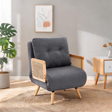 Fauteuil convertible 3-en-1 gris avec dossier réglable pour salon (1/5)