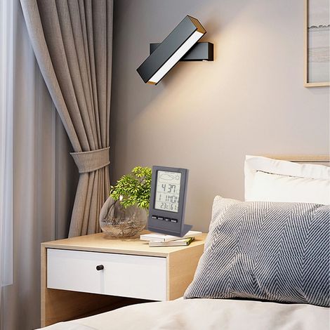 Digitales LCD-Thermometer mit Hygrometer und Alarmfunktion, Temperatur- und Feuchtigkeitsanzeige für Innenräume, schwarzes ABS-Gehäuse, inklusive AG10-Batterie, großes HD-Display