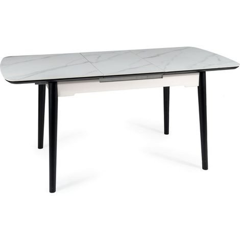 Table design extensible 120-160 cm aspect marbre blanc Stevie (1/5)