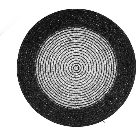 Set de table noir rond à paillettes 38 cm (1/2)