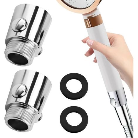 Stop Douche, 2 Pièces Vanne d'arrêt Pommeau de Douche G1/2 Valve de Pommeau de Douche Economiseur d'eau pour Robinet Douche Interrupteur à Un Bouton pour Pommes de Douche Douchettes (1/4)