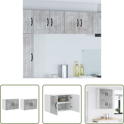 vidaXL Küchenwandschrank Beton Grau - Küchenwandschränke mit Tür 2 pcs Beton Grau 60 x 31 x 40 cm (1/5)