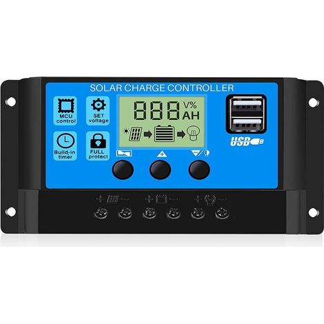 30 A 12 V/24 V intelligenter Solarpanel-Batterieregler-Laderegler mit 5 V Dual-USB-Port-LCD-Display (30 A)