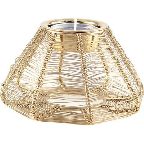 Bougeoir Conique en Fil d'Acier Doré Chandelier Décoratif de Table 11 x 11 x 6 cm - PANGIVO (1/3)