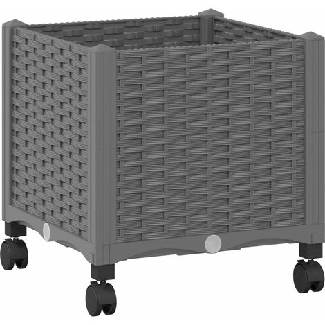 Garden Planter with Wheels Light Grey 40 x 40 x 48 cm PP vidaXL (1/5)